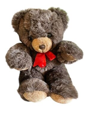 "just friends" Brown Plush Teddy Bear with Red Bow